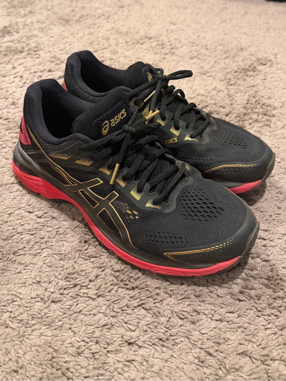 Asics GT 2000 7 Black Gold & Red Men's Athletic Running Shoes